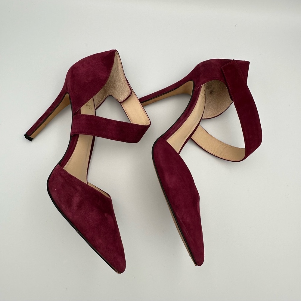Vincent Camuto VC-Charlotte Women’s Size 9 US Red Suede Ankle-Strap Heels Shoes - Picture 5 of 11